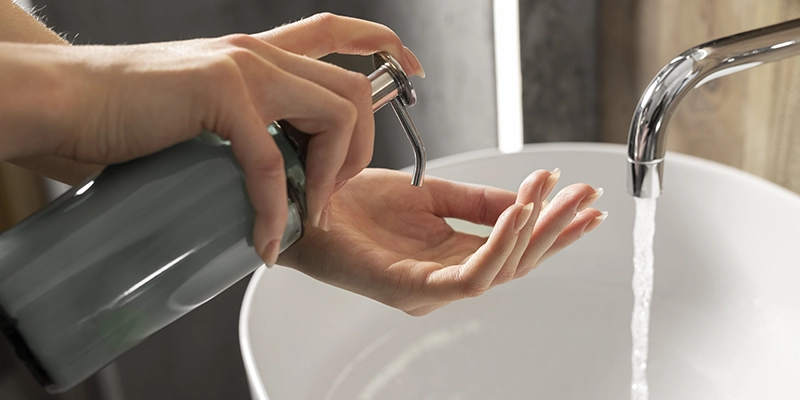touchless faucets - Touchless Faucets and other Products - close up person washing hands by faucet