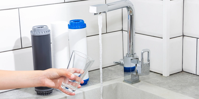 water filtration - Water Softener vs. Water Filtration System - water flowing from silver faucet