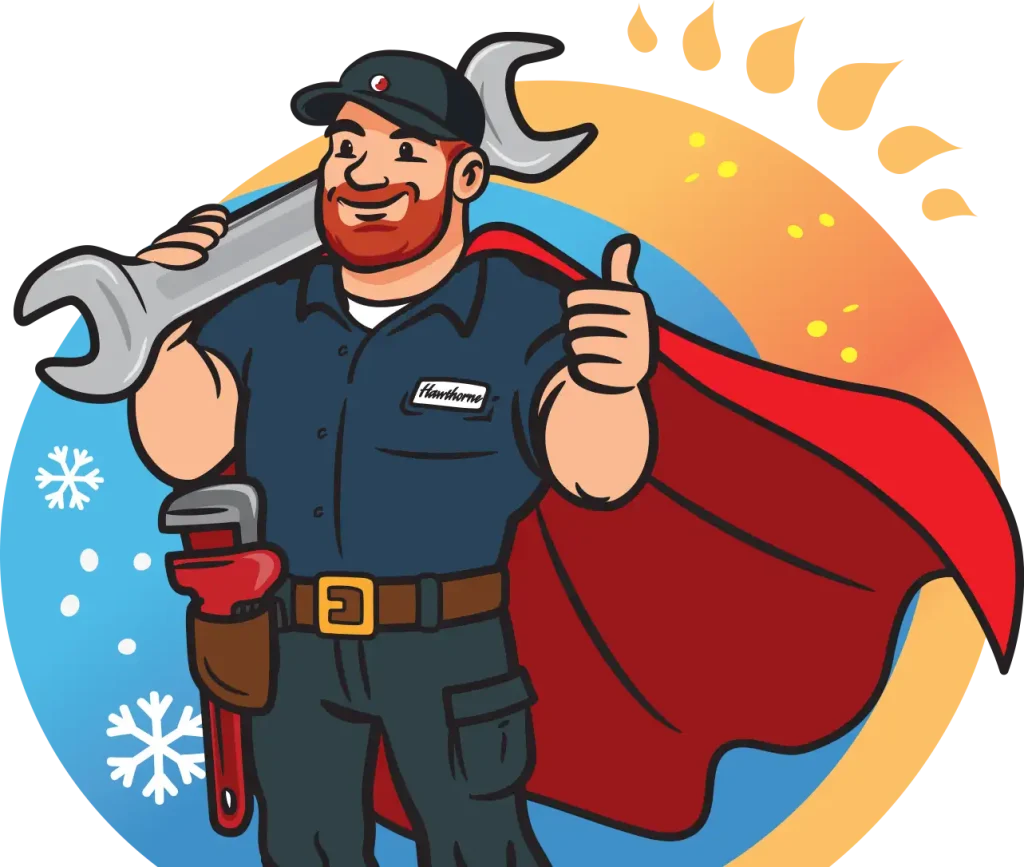 Hawthorne Plumbing, Heating & Cooling in Las Vegas and Reno, NV technician thumbs up with cape
